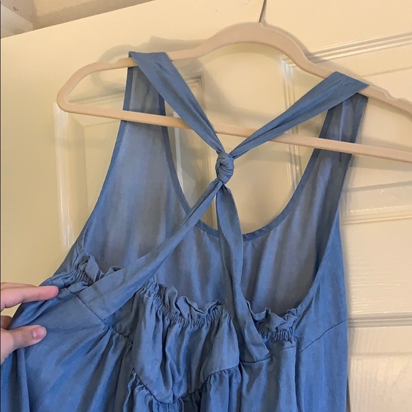 Soft denim racer back dress with pockets - Picture 3 of 3